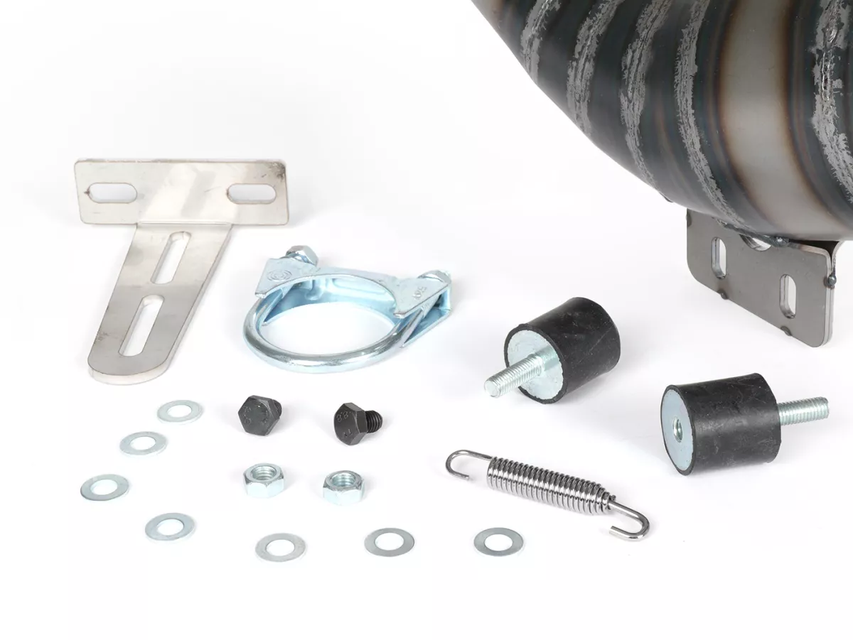 Avgas -EGIG PERFORMANCE Mamba S Ø=32mm (54-60mm dubbavstånd), bultad XXL bakre ljuddämpare (Ø70mm)- Vespa ET3, PV125