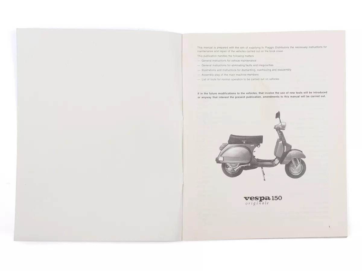 Workshop manual -PIAGGIO- Vespa PX125/150 - 62 pages - english
