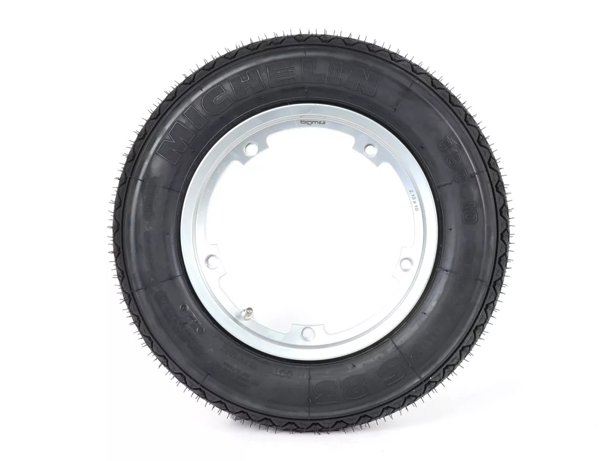 Wheel assembly (tyre mounted on rim ready to drive) -MICHELIN S83, tubeless, Vespa- 3.50 - 10 inch TL 59J (reinforced) - Wheel assemblyrim BGM PRO 2.10-10 Aluminium 2.10-10 - silver