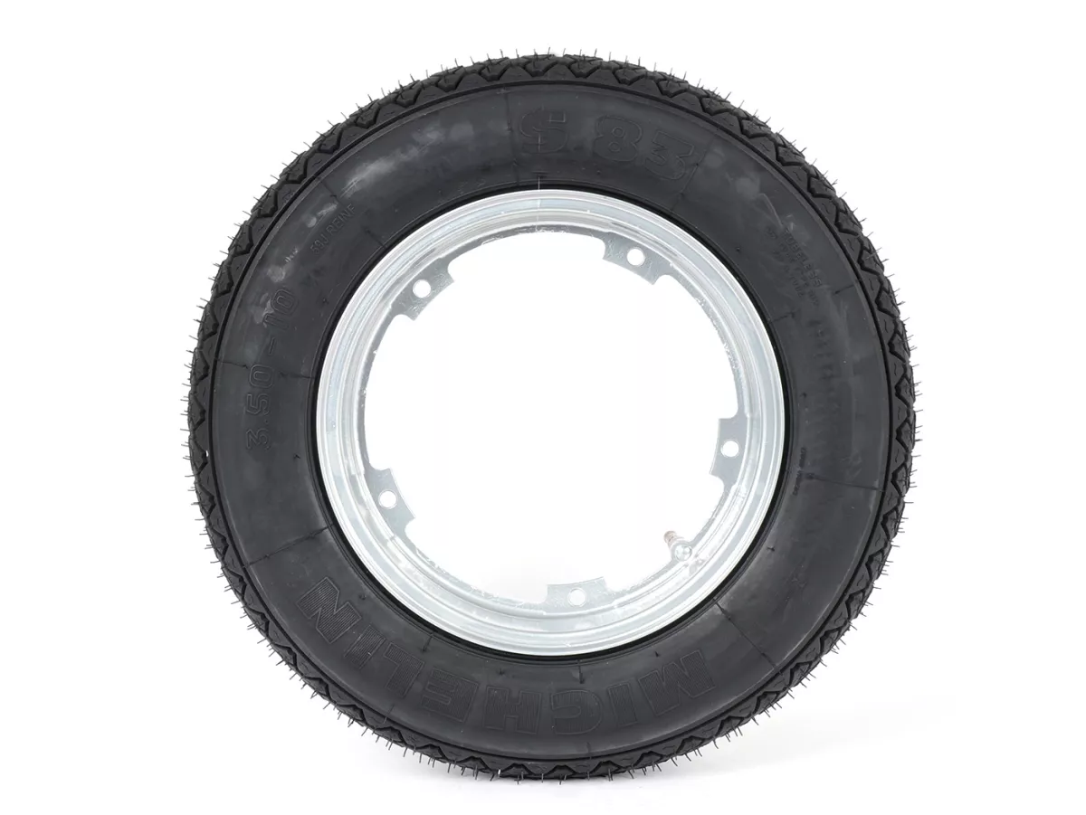 Wheel assembly (tyre mounted on rim ready to drive) -MICHELIN S83, tubeless, Vespa- 3.50 - 10 inch TL 59J (reinforced) - Wheel assemblyrim BGM PRO 2.10-10 Aluminium 2.10-10 - silver