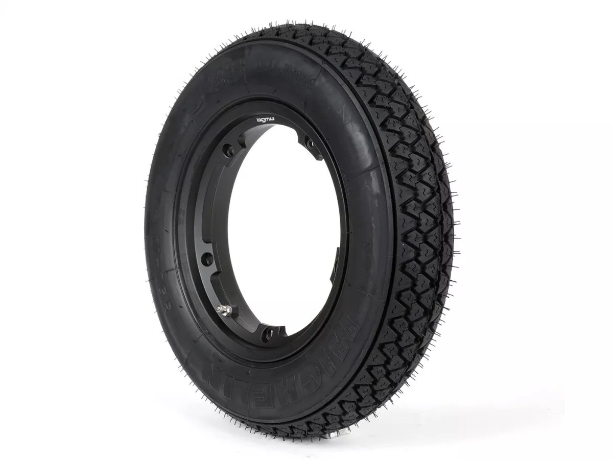 Wheel assembly (tyre mounted on rim ready to drive) -MICHELIN S83, tubeless, Vespa- 3.50 - 10 inch TL 59J (reinforced) - Wheel assemblyrim BGM PRO 2.10-10 Aluminium 2.10-10 black