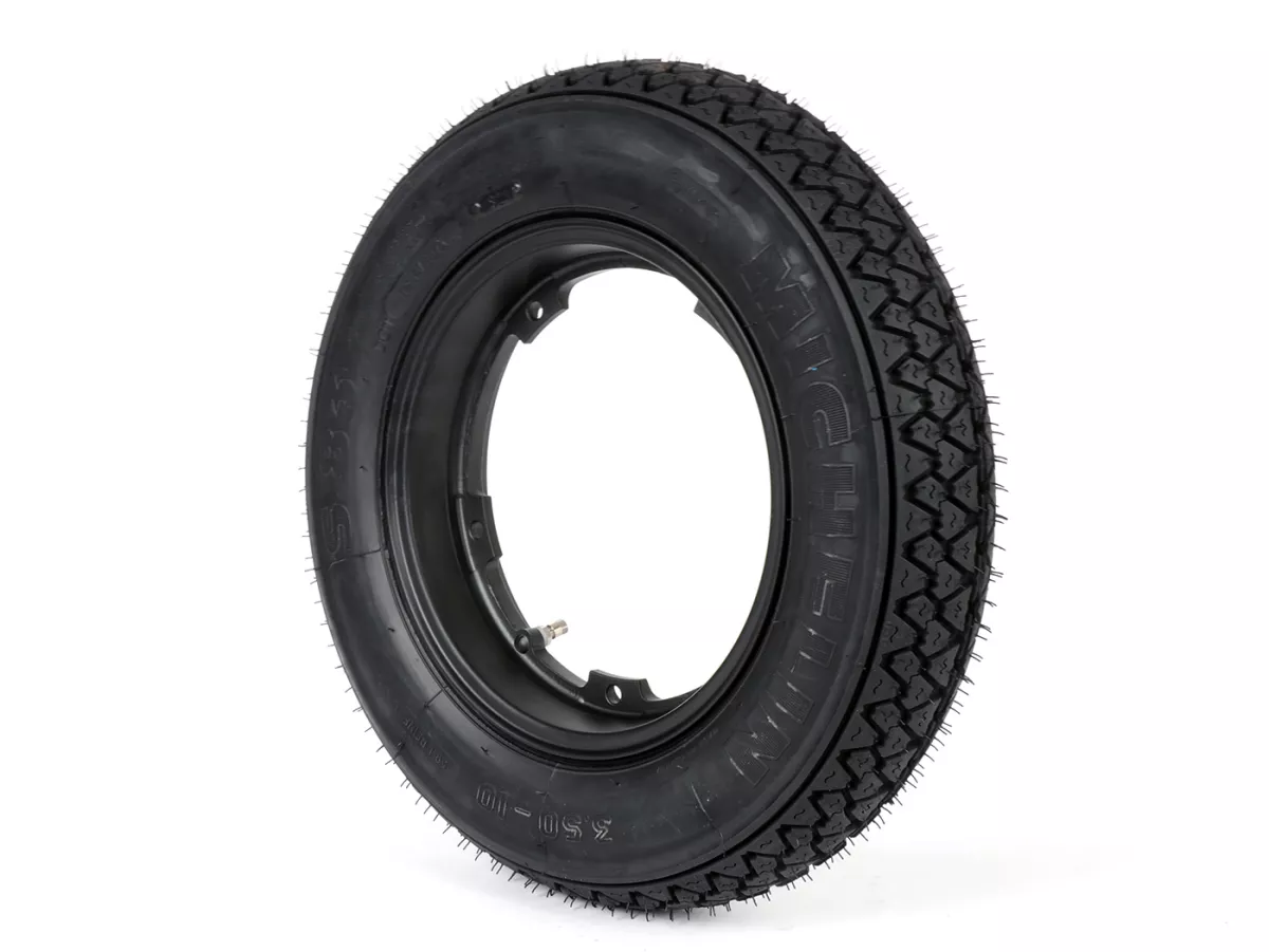 Wheel assembly (tyre mounted on rim ready to drive) -MICHELIN S83, tubeless, Vespa- 3.50 - 10 inch TL 59J (reinforced) - Wheel assemblyrim BGM PRO 2.10-10 Aluminium 2.10-10 black