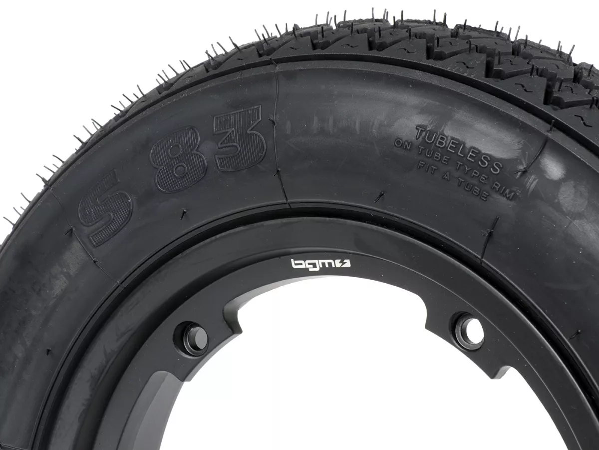 Wheel assembly (tyre mounted on rim ready to drive) -MICHELIN S83, tubeless, Vespa- 3.50 - 10 inch TL 59J (reinforced) - Wheel assemblyrim BGM PRO 2.10-10 Aluminium 2.10-10 black
