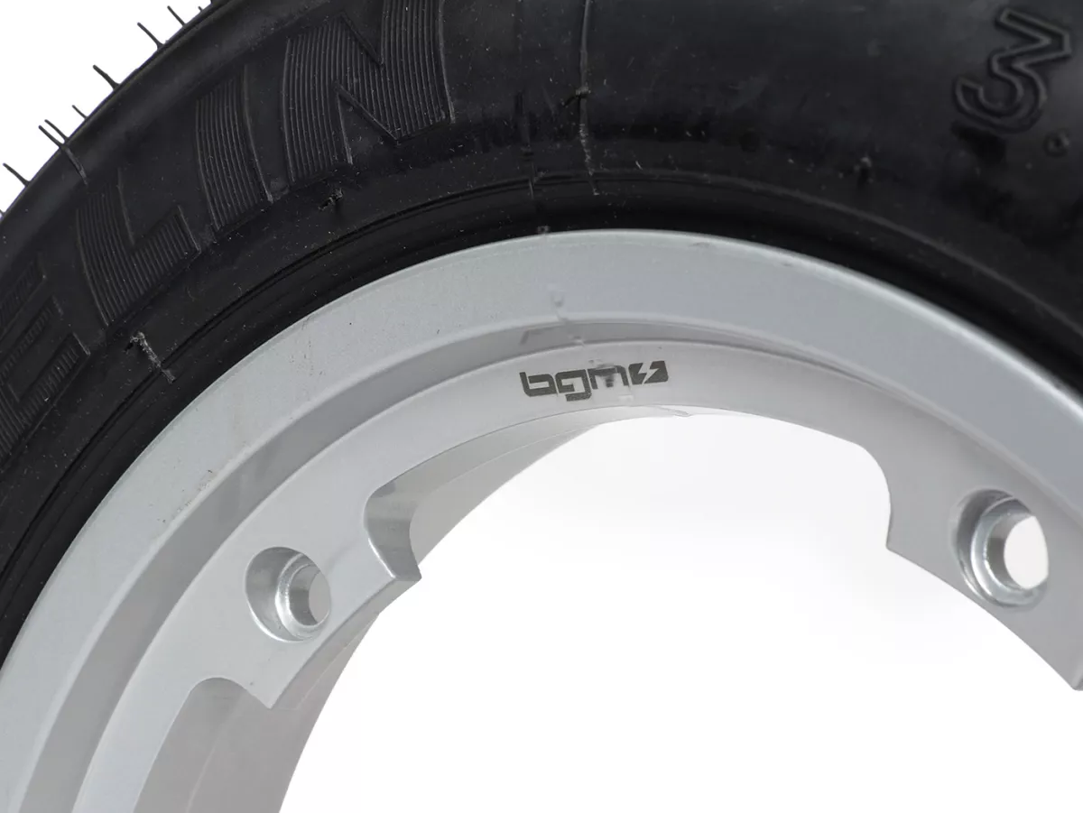 Roda lengkap (ban siap pakai yang dipasang pada pelek) -MICHELIN S83, tubeless, Vespa Smallframe V50, PV, ET3, PK- 3.00 - 10 inci TL 42J - Pelek BGM PRO 2.10-10 Aluminium - Silver
