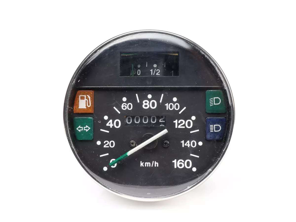 Speedometer -PREMIUM- Vespa Ø = 105mm - PX Lusso, T5 Classic, My, 2001, 2011 - 160km/jam - chrome - juga cocok untuk Vespa PK50/80 S Lusso, PK XL, PK125 ETS