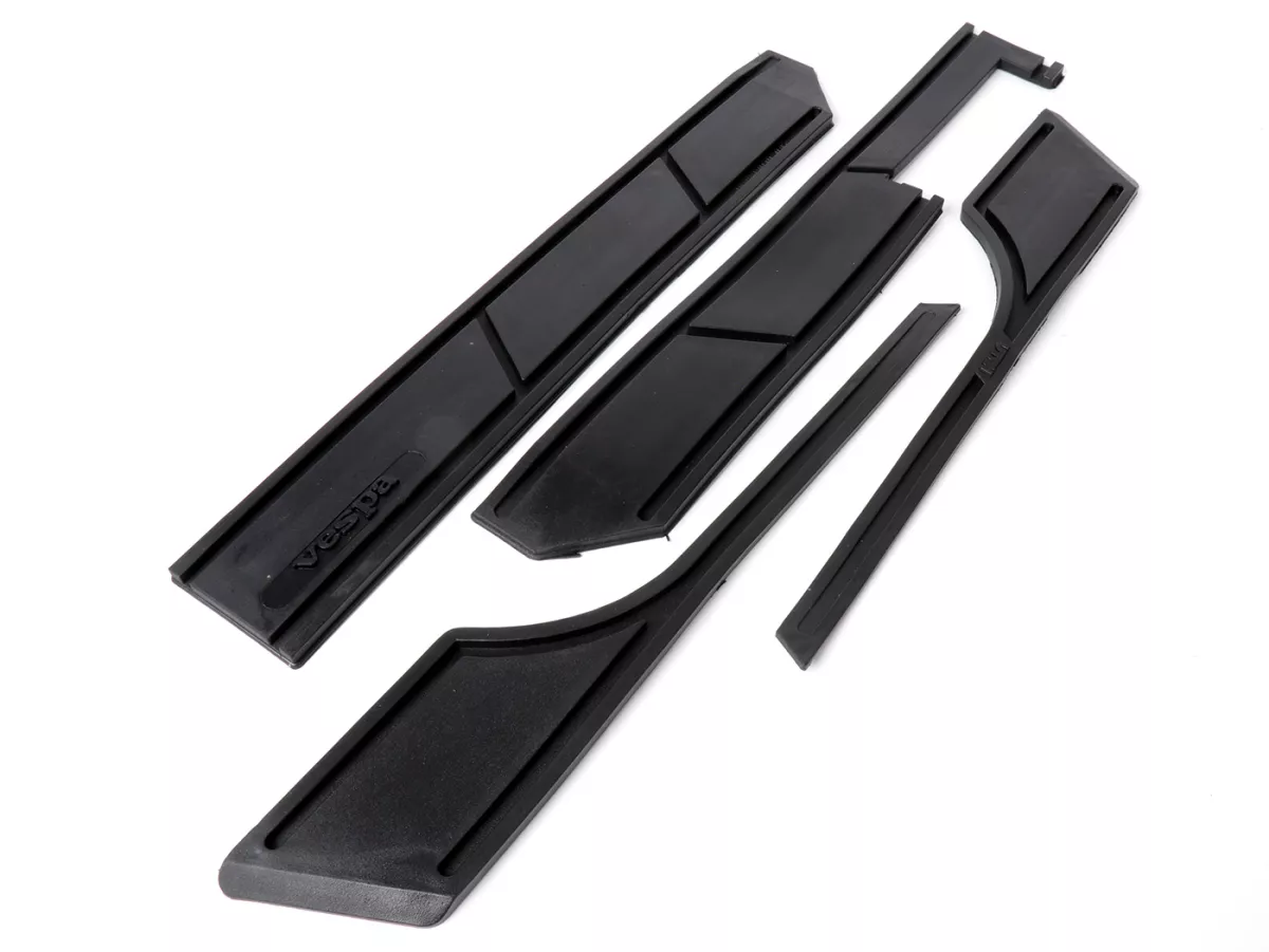 Bumper protection - rubber parts set self-adhesive -ARIETE- Vespa PX - white - for mudguard and side bonnet - black