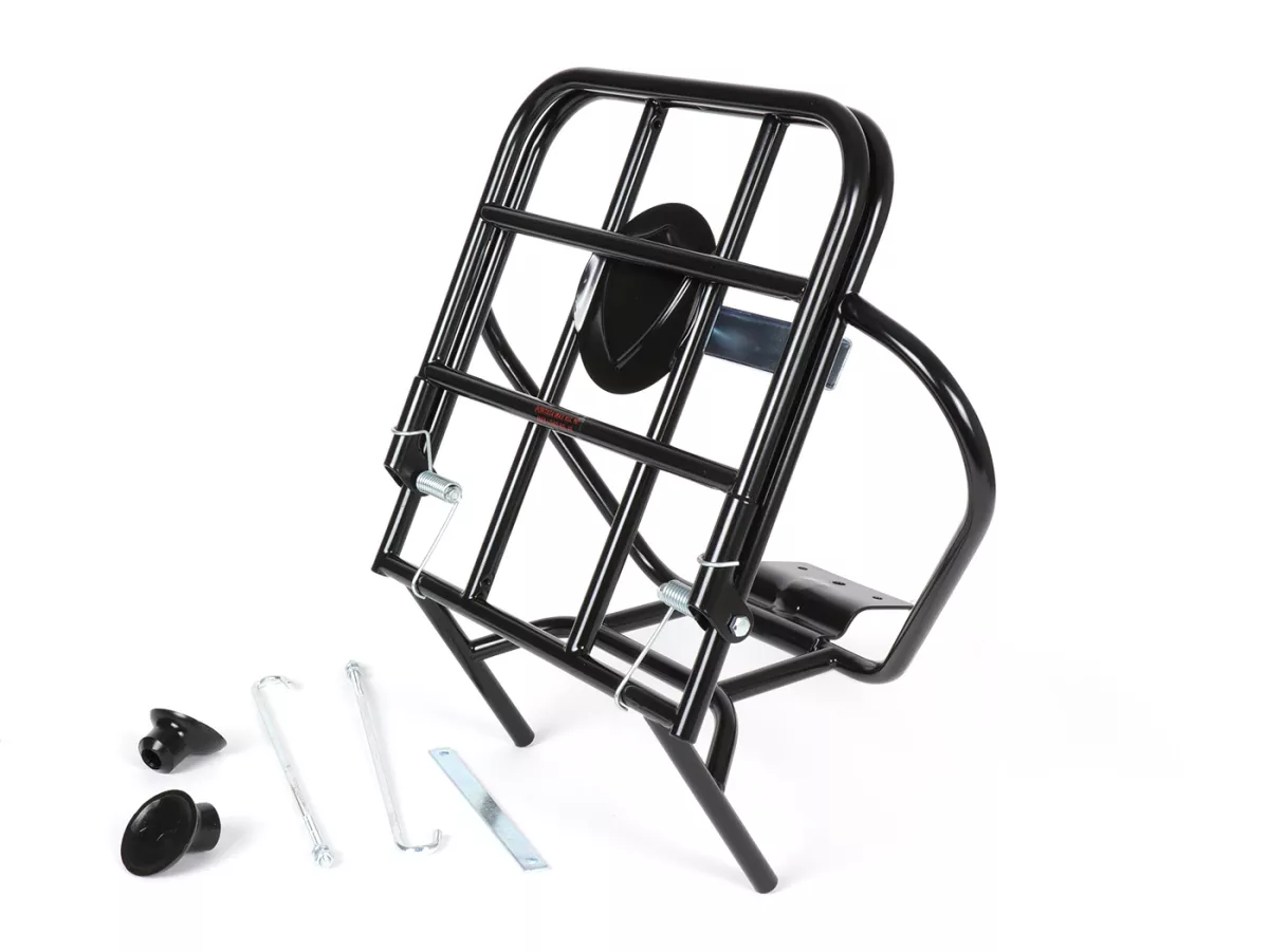 Opvouwbaar bagagerek achter + reservewielhouder -AMS CUPPINI- Vespa V50, PV125, ET3 - Zwart