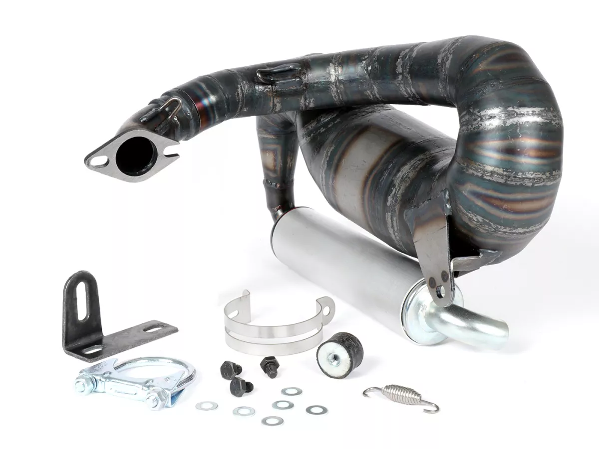 AuUnisex 125-170ccm, Ø=32mm (54-60mm dubbavstånd), bultad XXL bakre ljuddämpare (Ø70mm) - Vespa ET3, PV125 (även lämplig för fordon med bagageutrymme i vänster sidokåpa)Sidokåpa lämplig)
