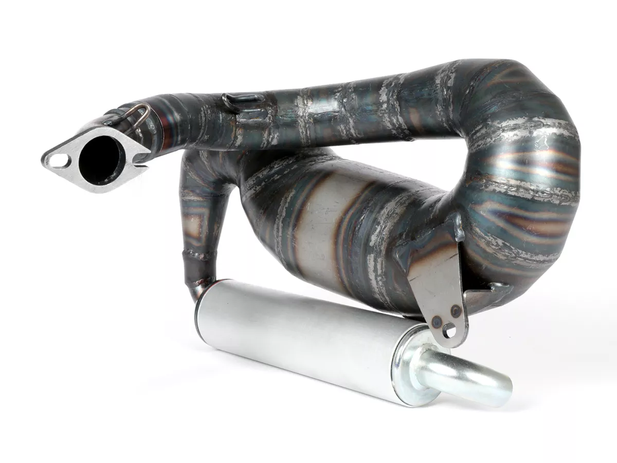 AuUnisex 125-170ccm, Ø=32mm (54-60mm dubbavstånd), bultad XXL bakre ljuddämpare (Ø70mm) - Vespa ET3, PV125 (även lämplig för fordon med bagageutrymme i vänster sidokåpa)Sidokåpa lämplig)