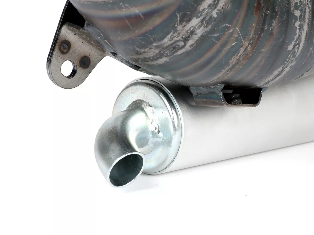 AuUnisex 125-170ccm, Ø=32mm (54-60mm dubbavstånd), bultad XXL bakre ljuddämpare (Ø70mm) - Vespa ET3, PV125 (även lämplig för fordon med bagageutrymme i vänster sidokåpa)Sidokåpa lämplig)
