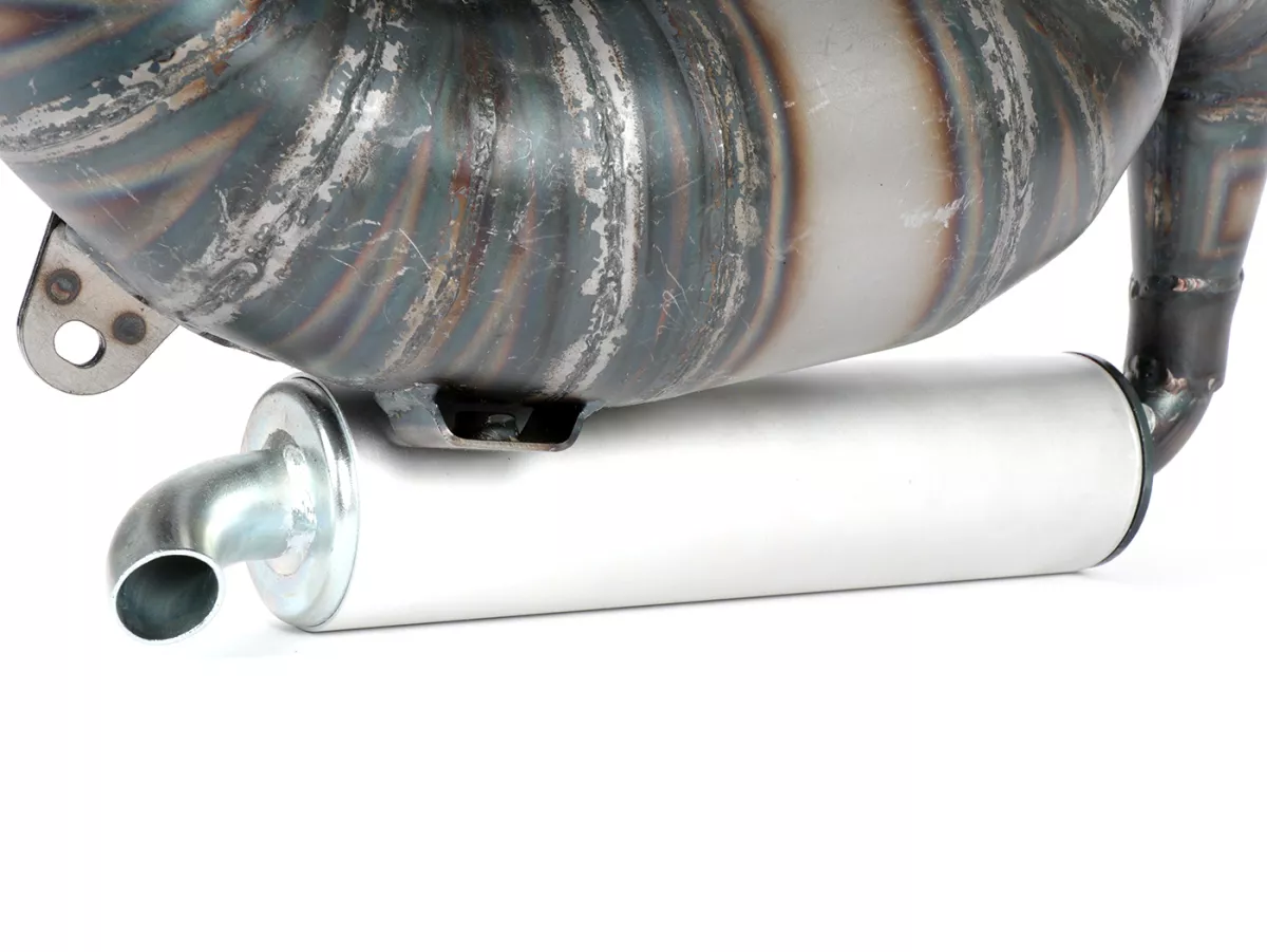 AuUnisex 125-170ccm, Ø=32mm (54-60mm dubbavstånd), bultad XXL bakre ljuddämpare (Ø70mm) - Vespa ET3, PV125 (även lämplig för fordon med bagageutrymme i vänster sidokåpa)Sidokåpa lämplig)