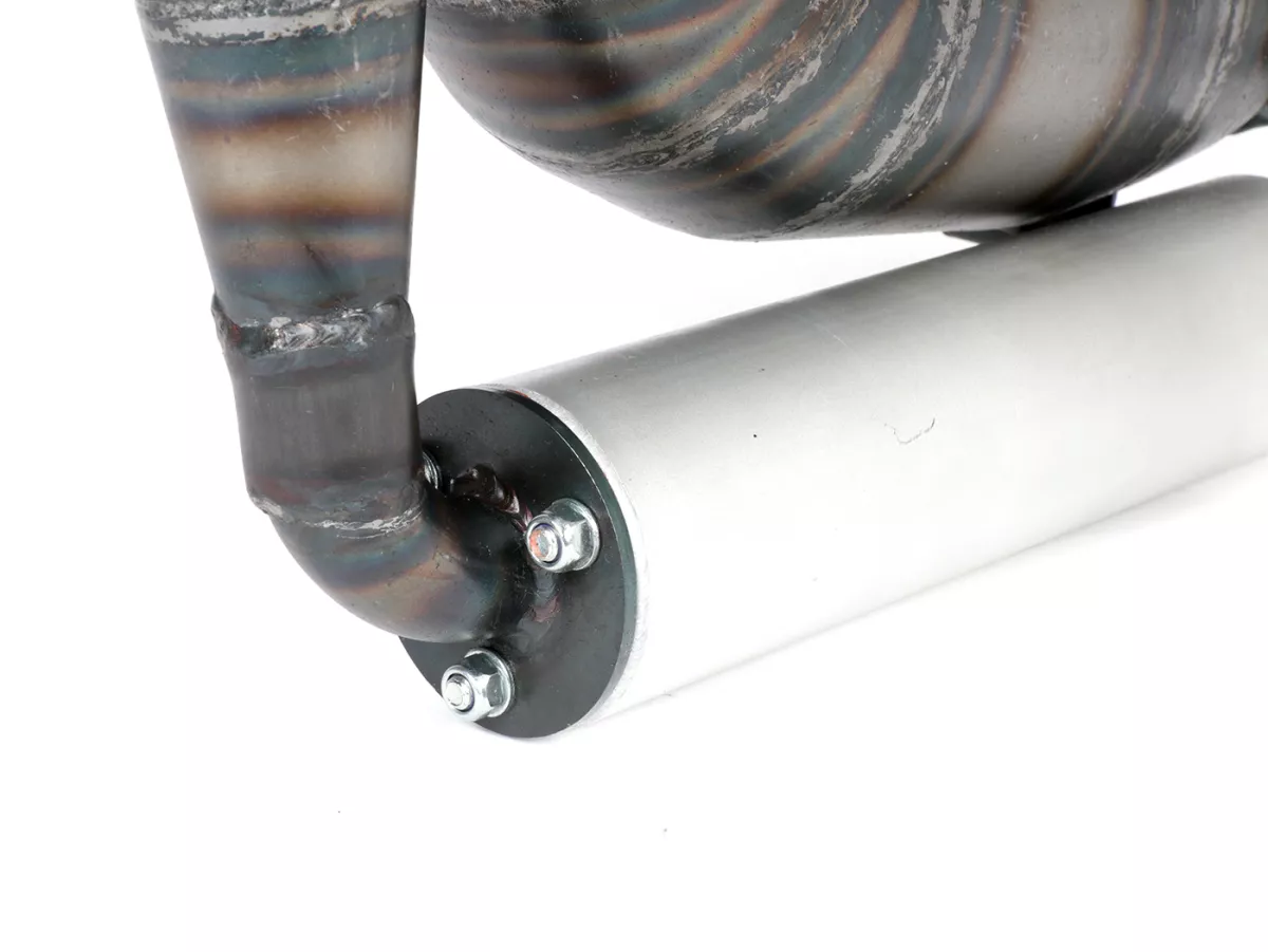 AuUnisex 125-170ccm, Ø=32mm (54-60mm dubbavstånd), bultad XXL bakre ljuddämpare (Ø70mm) - Vespa ET3, PV125 (även lämplig för fordon med bagageutrymme i vänster sidokåpa)Sidokåpa lämplig)