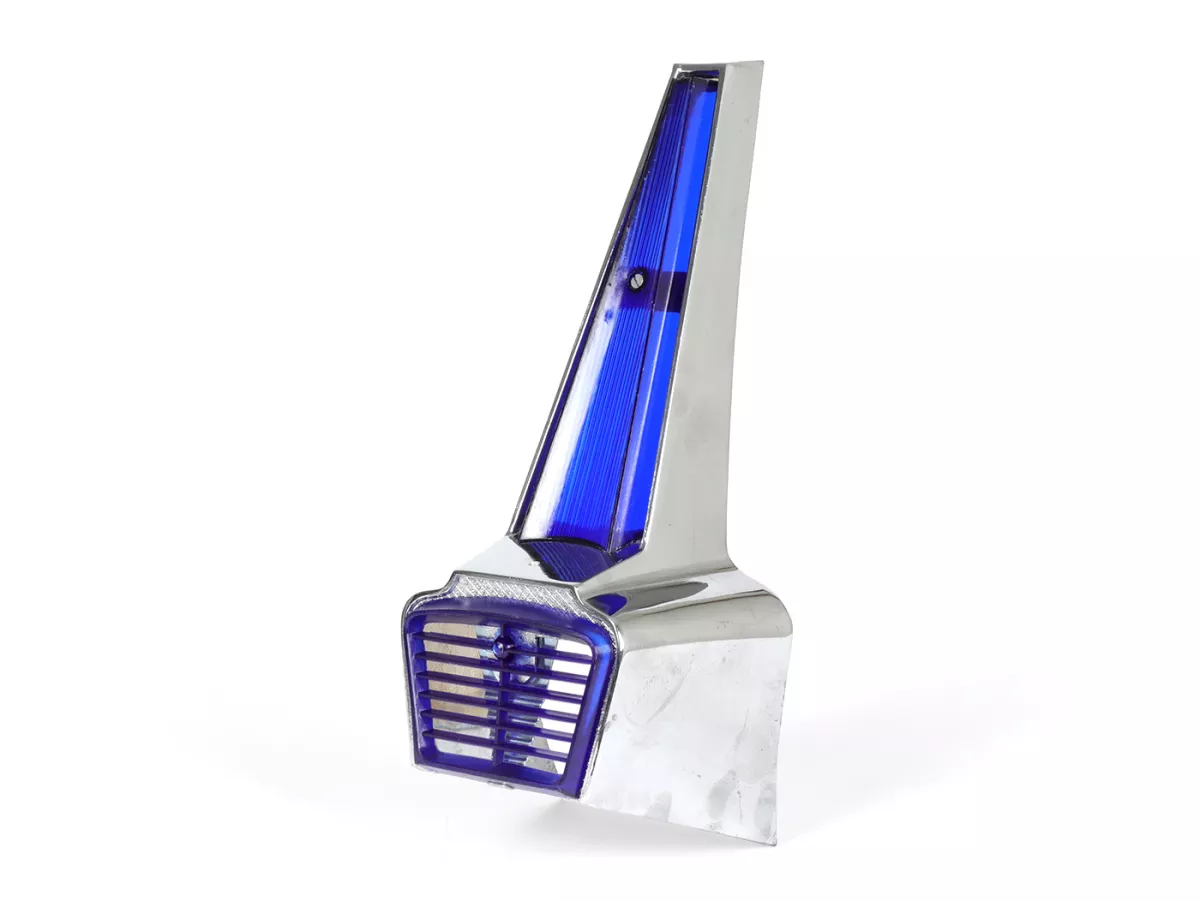 Horn grill -ORIGINAL VIGANO (NOS) B-quality- Vespa Wideframe/Largeframe GS150, GL150, VNA, VNB, VBA, VBB, Super, Sprint, Rally, GT, GTR - blue/blue - Chrome