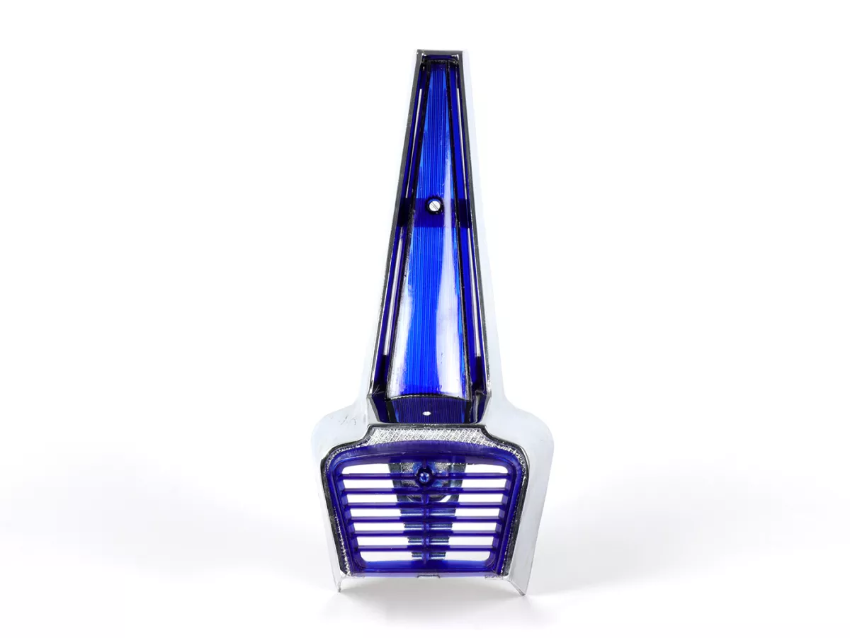 Horn grill -ORIGINAL VIGANO (NOS) B-quality- Vespa Wideframe/Largeframe GS150, GL150, VNA, VNB, VBA, VBB, Super, Sprint, Rally, GT, GTR - blue/blue - Chrome