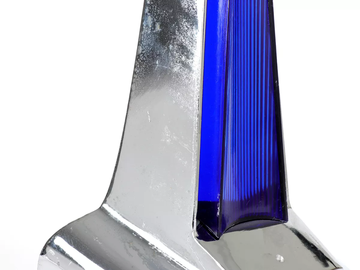 Horn grill -ORIGINAL VIGANO (NOS) B-quality- Vespa Wideframe/Largeframe GS150, GL150, VNA, VNB, VBA, VBB, Super, Sprint, Rally, GT, GTR - blue/blue - Chrome