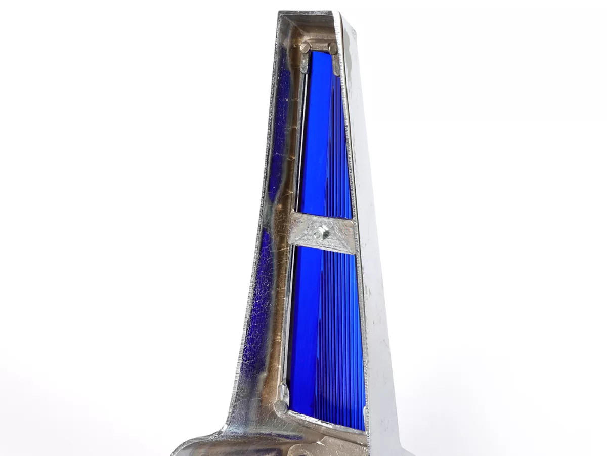 Horn grill -ORIGINAL VIGANO (NOS) B-quality- Vespa Wideframe/Largeframe GS150, GL150, VNA, VNB, VBA, VBB, Super, Sprint, Rally, GT, GTR - blue/blue - Chrome