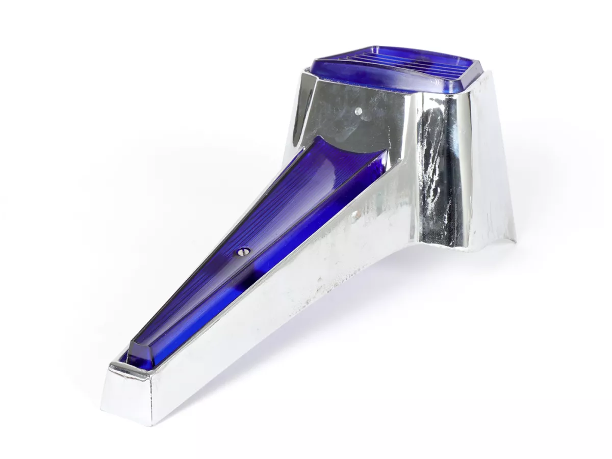 Horn grill -ORIGINAL VIGANO (NOS) B-quality- Vespa Wideframe/Largeframe GS150, GL150, VNA, VNB, VBA, VBB, Super, Sprint, Rally, GT, GTR - blue/blue - Chrome