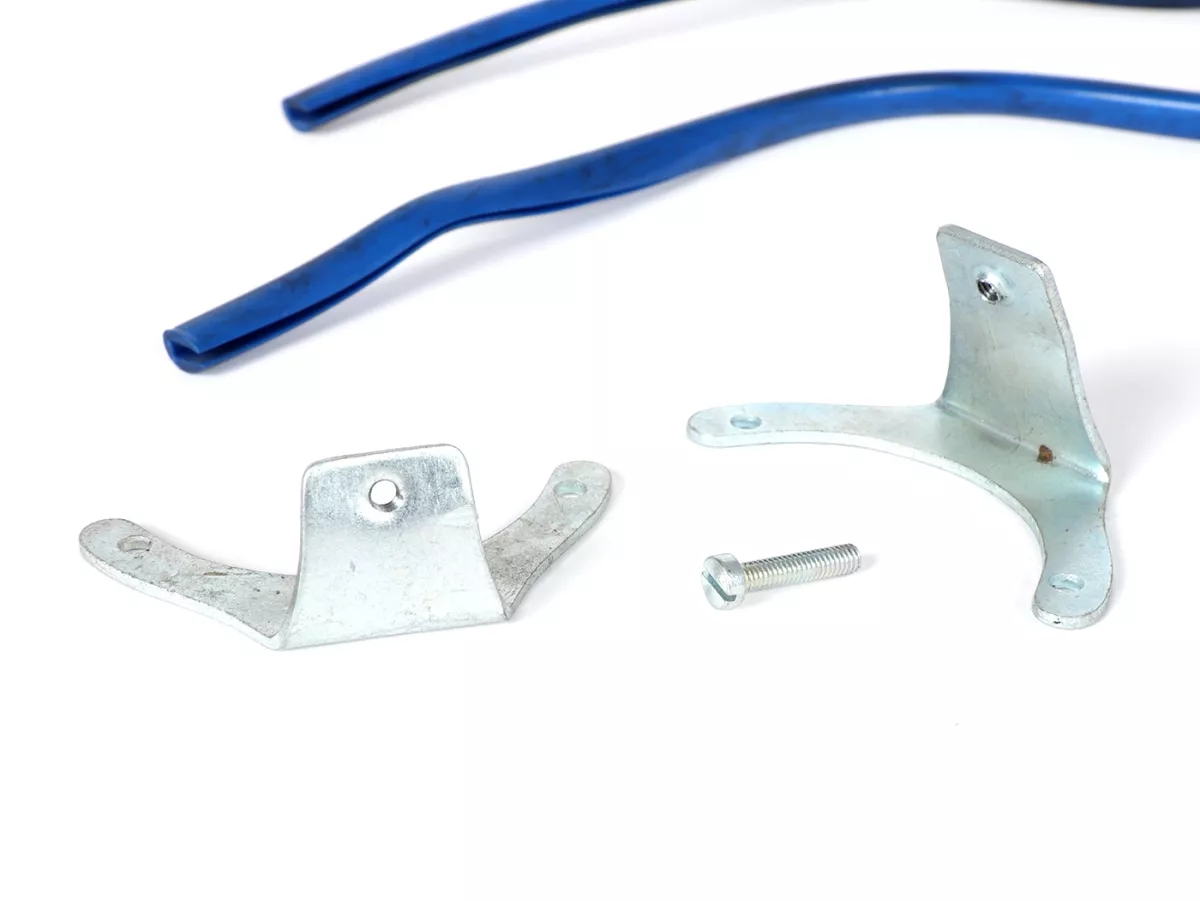 Horn grill -ORIGINAL VIGANO (NOS) B-quality- Vespa Wideframe/Largeframe GS150, GL150, VNA, VNB, VBA, VBB, Super, Sprint, Rally, GT, GTR - blue/blue - Chrome
