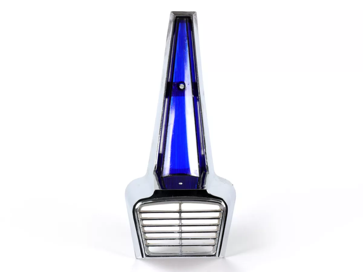 Horn grill -ORIGINAL VIGANO (NOS) B-quality- Vespa Wideframe/Largeframe GS150, GL150, VNA, VNB, VBA, VBB, Super, Sprint, Rally, GT, GTR - blue - Chrome