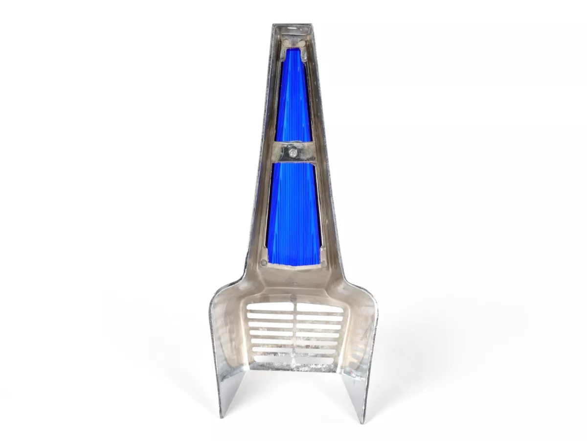 Horn grill -ORIGINAL VIGANO (NOS) B-quality- Vespa Wideframe/Largeframe GS150, GL150, VNA, VNB, VBA, VBB, Super, Sprint, Rally, GT, GTR - blue - Chrome