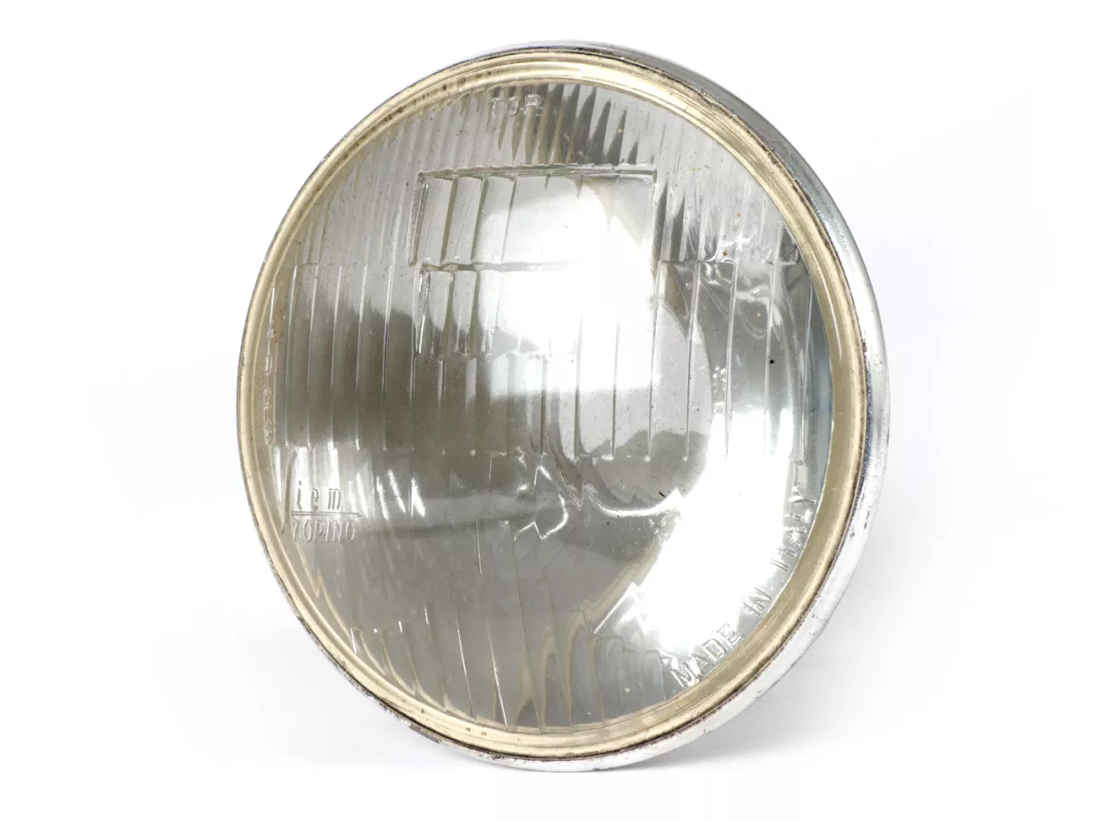 Strålkastare -SIEM 'Torino' (NOS) Ø=115/120mm (glas/utsida)- Vespa GS150 / GS3, GS160 / GS4 (VSB1T), VB1T, passar även för VBB1T (71001-), VNB3-6T, GL150 (VGLB1T 37269-) - glas