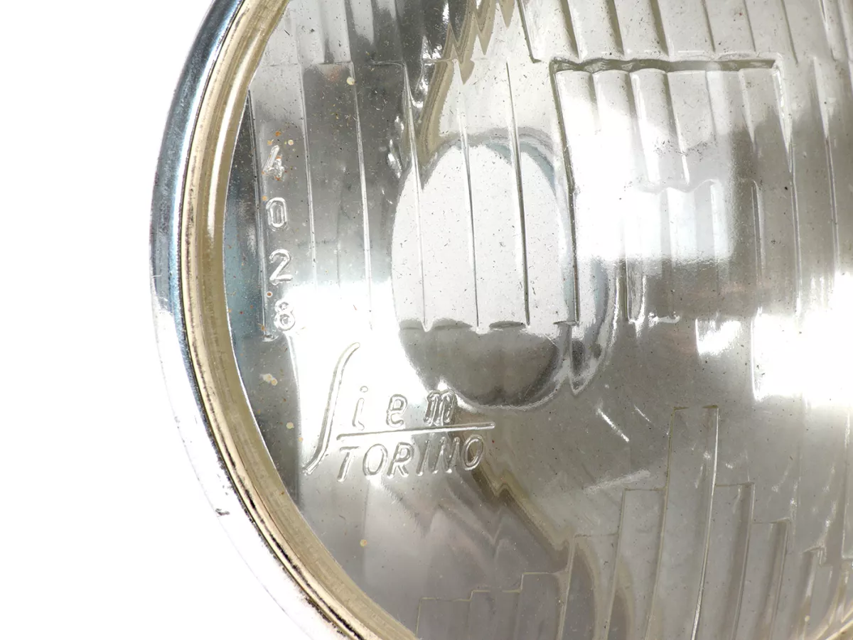 Strålkastare -SIEM 'Torino' (NOS) Ø=115/120mm (glas/utsida)- Vespa GS150 / GS3, GS160 / GS4 (VSB1T), VB1T, passar även för VBB1T (71001-), VNB3-6T, GL150 (VGLB1T 37269-) - glas