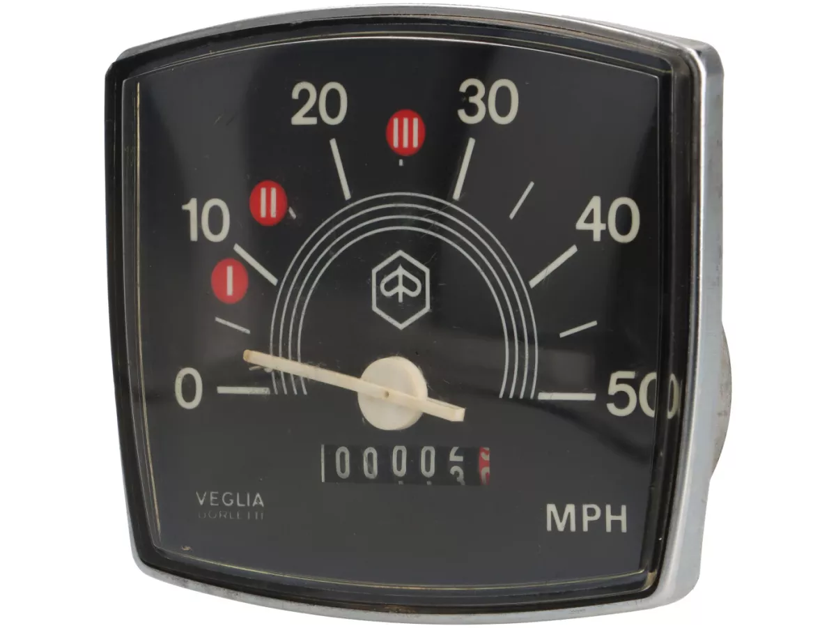Snelheidsmeter -VEGLIA BORLETTI (NOS, B-voorraad)- Vespa V50 Speciaal - 50mph