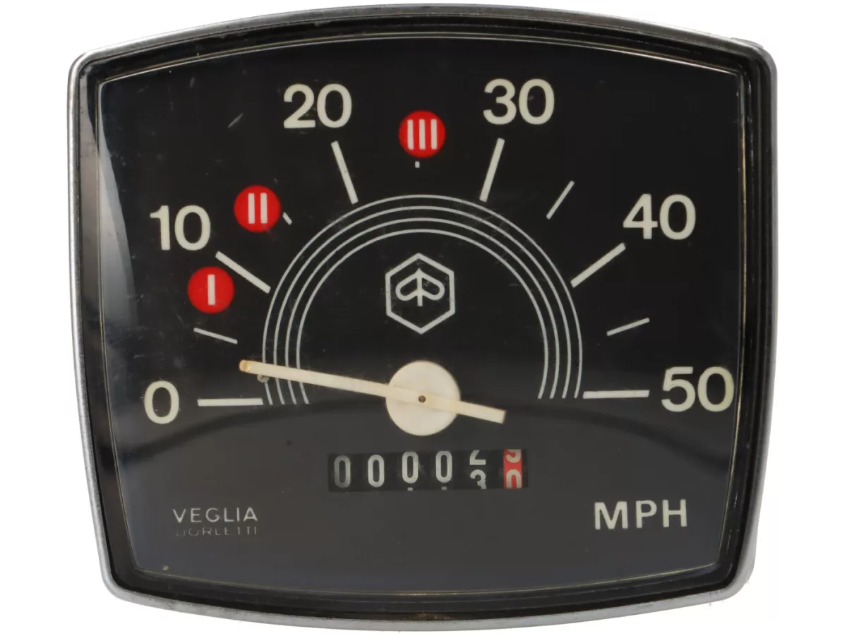 Snelheidsmeter -VEGLIA BORLETTI (NOS, B-voorraad)- Vespa V50 Speciaal - 50mph
