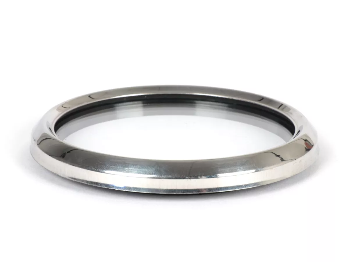 Speedo glas set -OEM QUALITY- Vespa Ø=85mm - PX alt (till 1984) - chromed speedometer ring