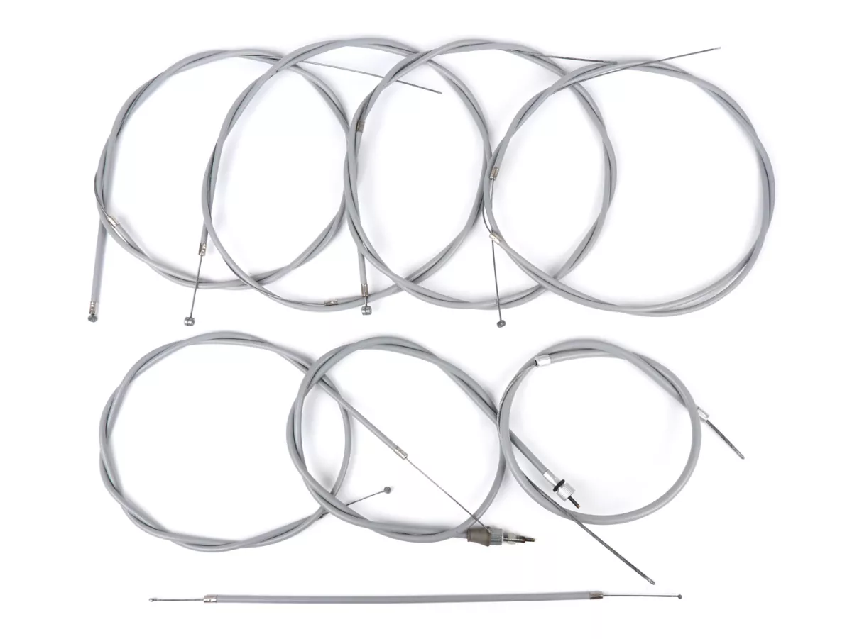 Cable set -PTFE- Lambretta LI, LIS, SX, TV (series 2-3) - (PE) grey