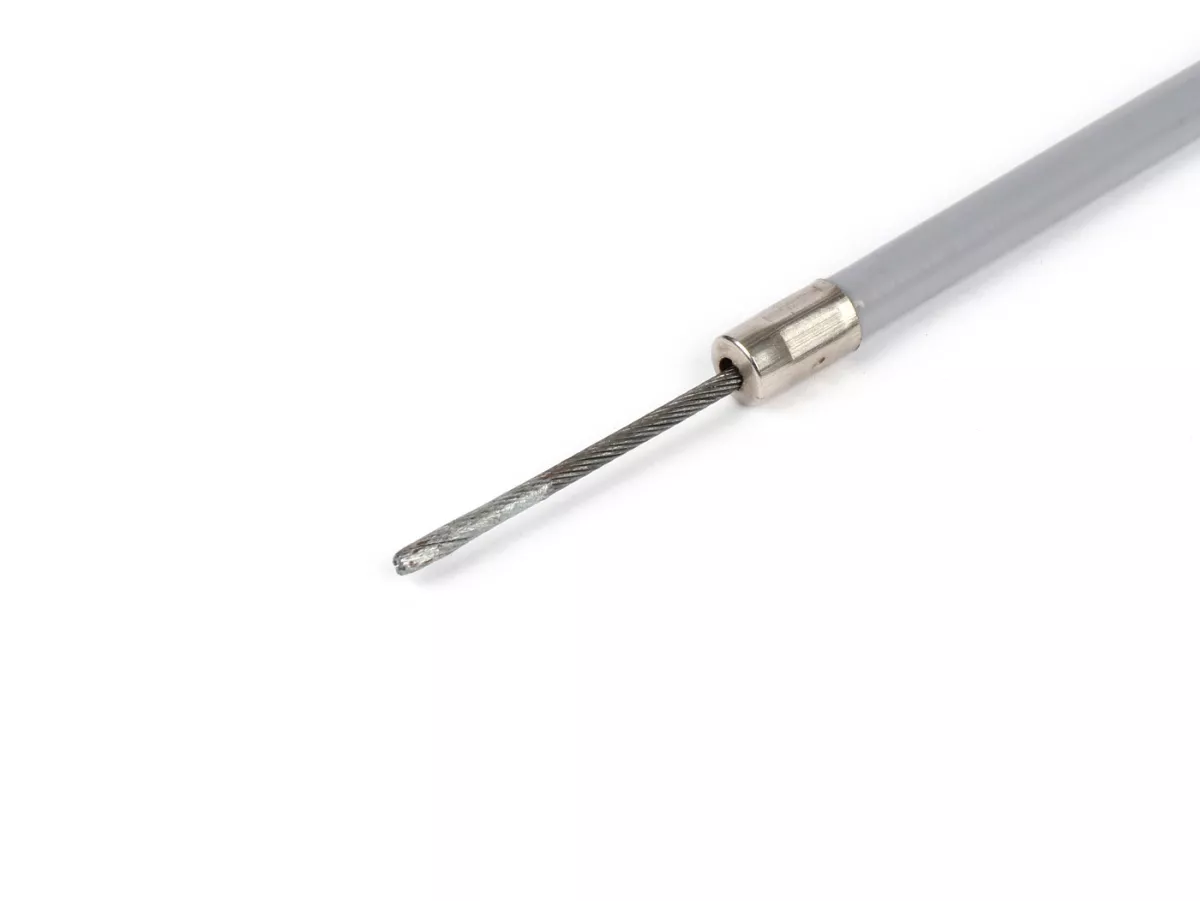 Câble universel d’embrayage/de frein avant -MADE IN INDIA, Ø=1.9mm x 2200mm, gaine= 2000mm, embout Ø=8.0mm x 8mm, âme avec guidage en PE, gris