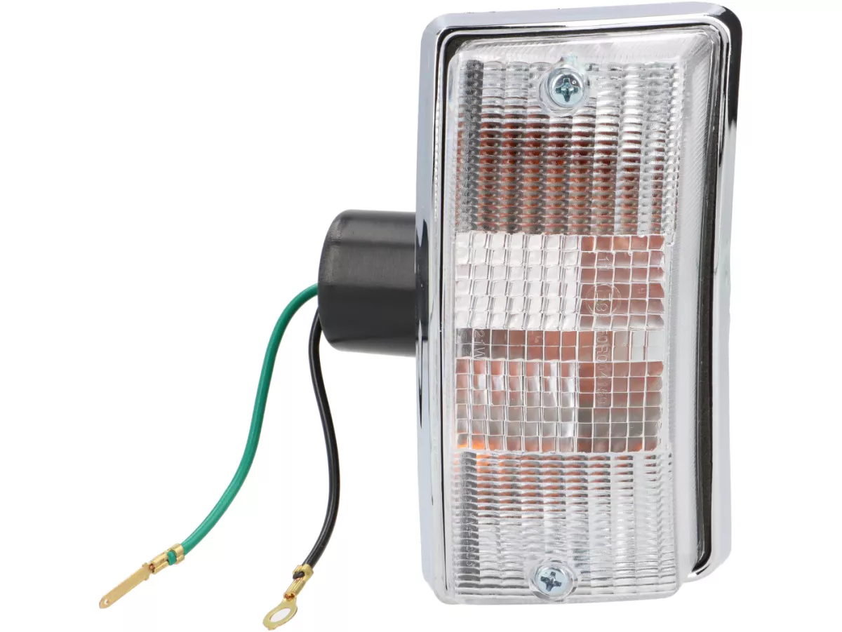 Indicatori di direzione - QUALITÀ OEM set di 4 - Vespa PX80, PX125, PX150, PX200, T5 125cc alloggiamento cromato - bianco / lampadine arancione