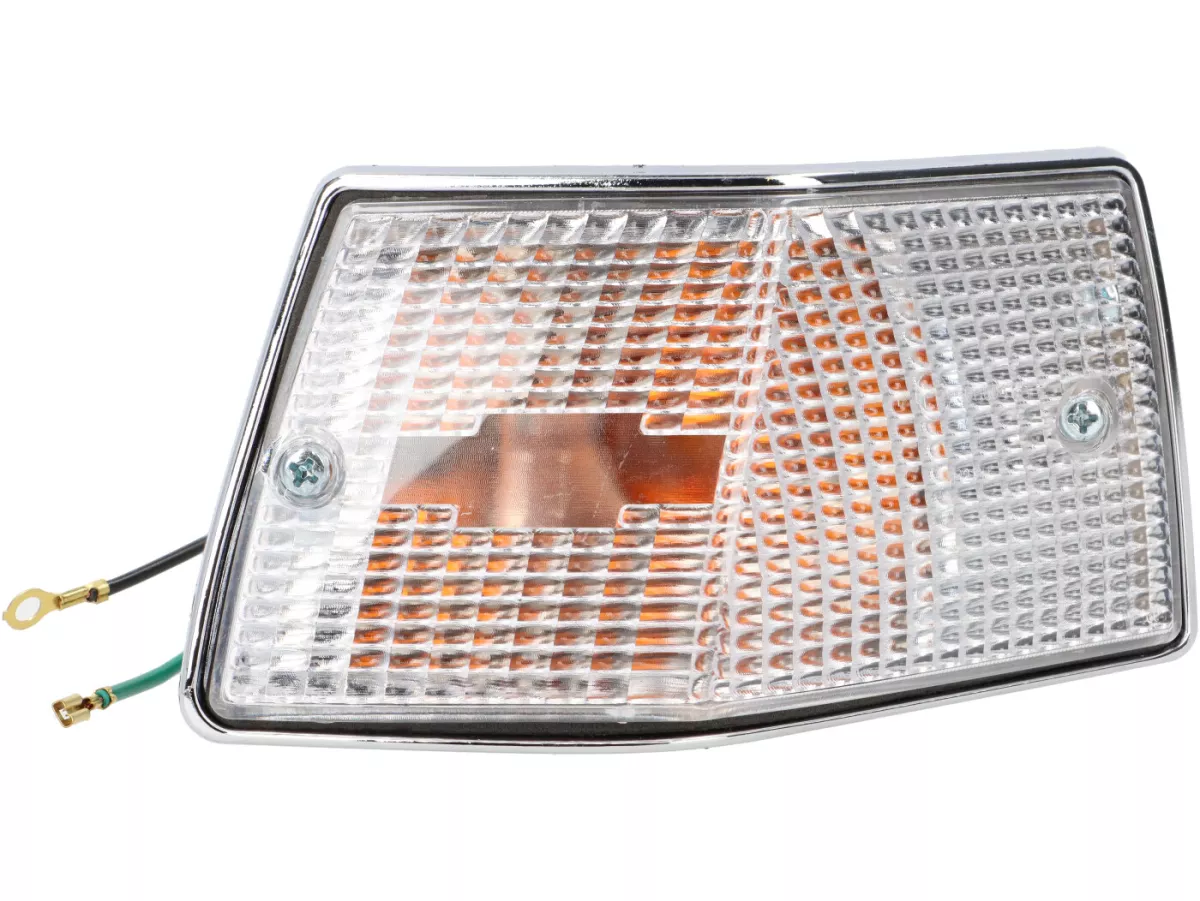 Indicatori di direzione - QUALITÀ OEM set di 4 - Vespa PX80, PX125, PX150, PX200, T5 125cc alloggiamento cromato - bianco / lampadine arancione