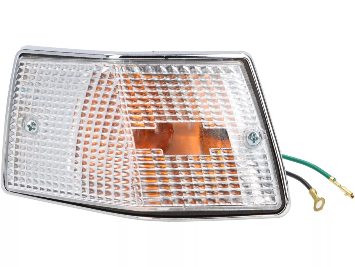 Indicatori di direzione - QUALITÀ OEM set di 4 - Vespa PX80, PX125, PX150, PX200, T5 125cc alloggiamento cromato - bianco / lampadine arancione