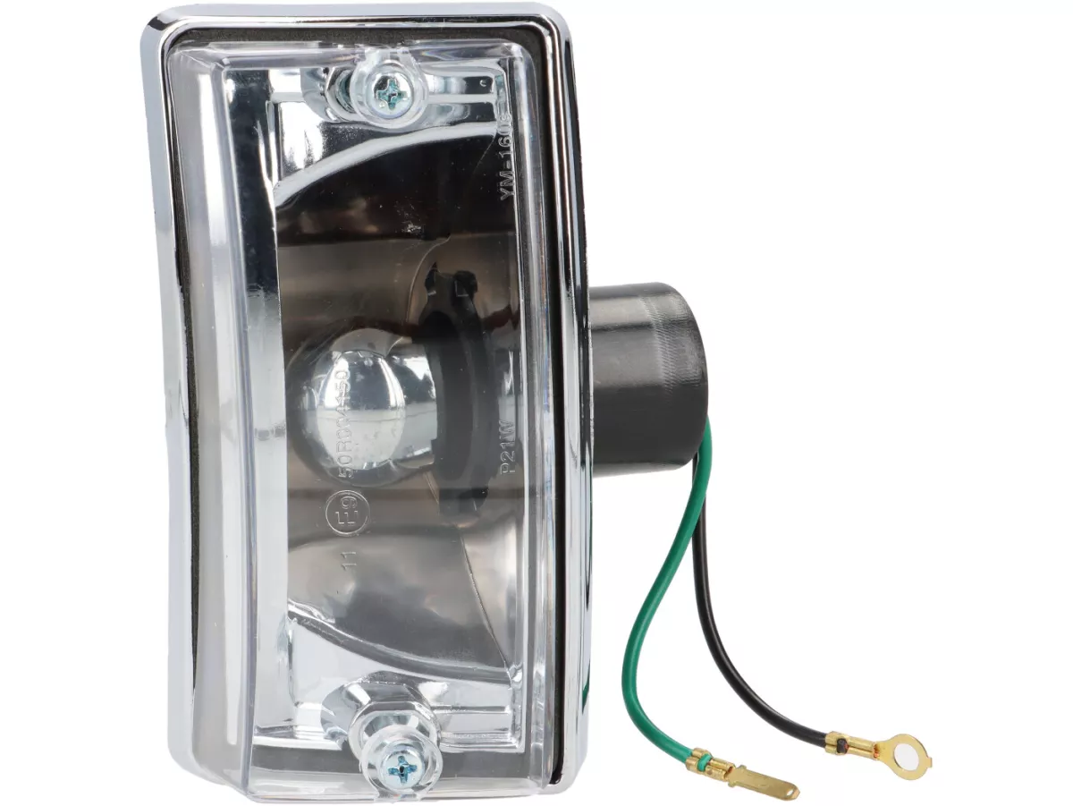 Indicator set -OEM QUALITY set of 4- Vespa PX80, PX125, PX150, PX200, T5 125cc, chrome casing - smooth lens / silver light bulb