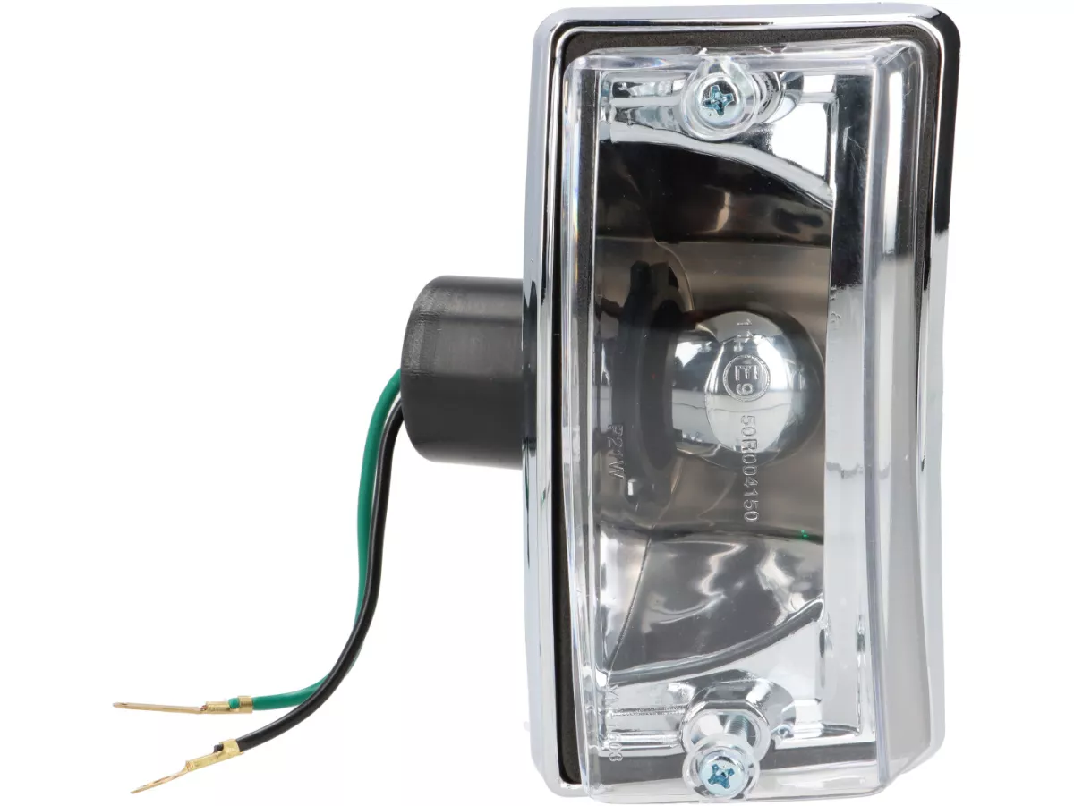 Indicator set -OEM QUALITY set of 4- Vespa PX80, PX125, PX150, PX200, T5 125cc, chrome casing - smooth lens / silver light bulb