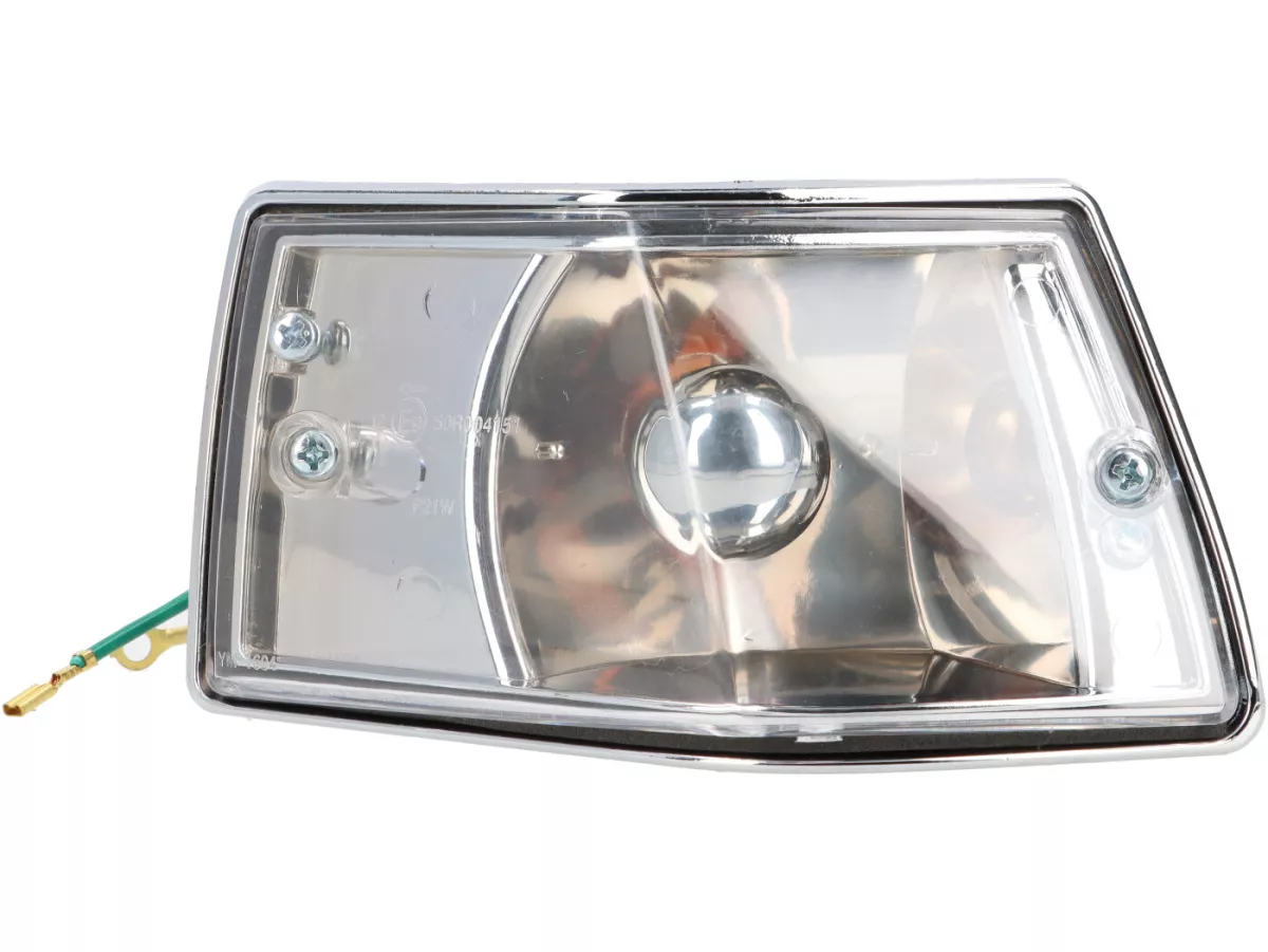 Indicator set -OEM QUALITY set of 4- Vespa PX80, PX125, PX150, PX200, T5 125cc, chrome casing - smooth lens / silver light bulb
