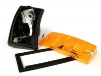 Juego de intermitentes -SIEM- Vespa PX80, PX125, PX150, PX200, T5 125cc - Carcasa negra - Lentes naranjas