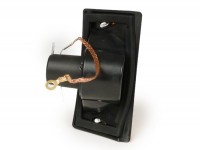 Juego de intermitentes -SIEM- Vespa PX80, PX125, PX150, PX200, T5 125cc - Carcasa negra - Lentes naranjas