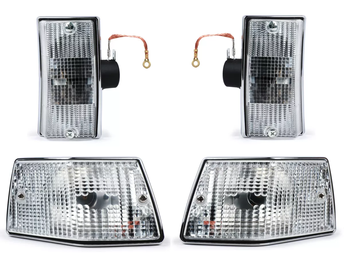 Indicator set -SIEM- Vespa PX80, PX125, PX150, PX200, T5 125cc - Chrome body - White lenses