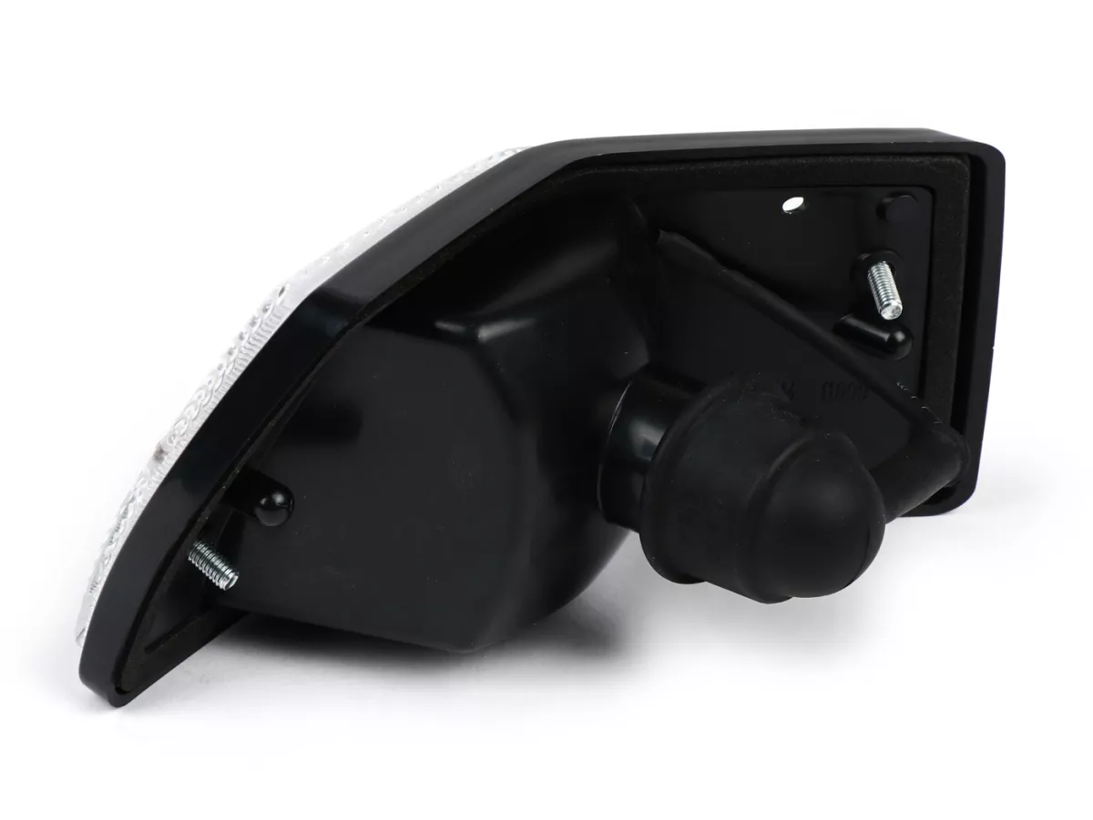 Indicador -SIEM- Vespa PX80, PX125, PX150, PX200, T5 125cc - carcasa negra - lentes blancas - trasero izquierdo