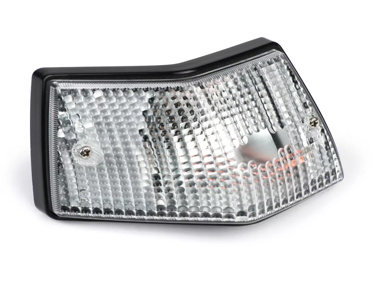 Indicador -SIEM- Vespa PX80, PX125, PX150, PX200, T5 125cc - carcasa negra - lentes blancas - trasero izquierdo