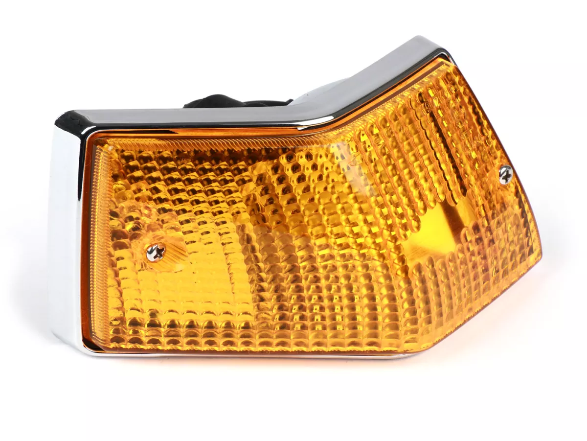 Clignotant -SIEM- Vespa PX80, PX125, PX150, PX200, T5 125cc - Corps chrome - Verres orange - arrière gauche