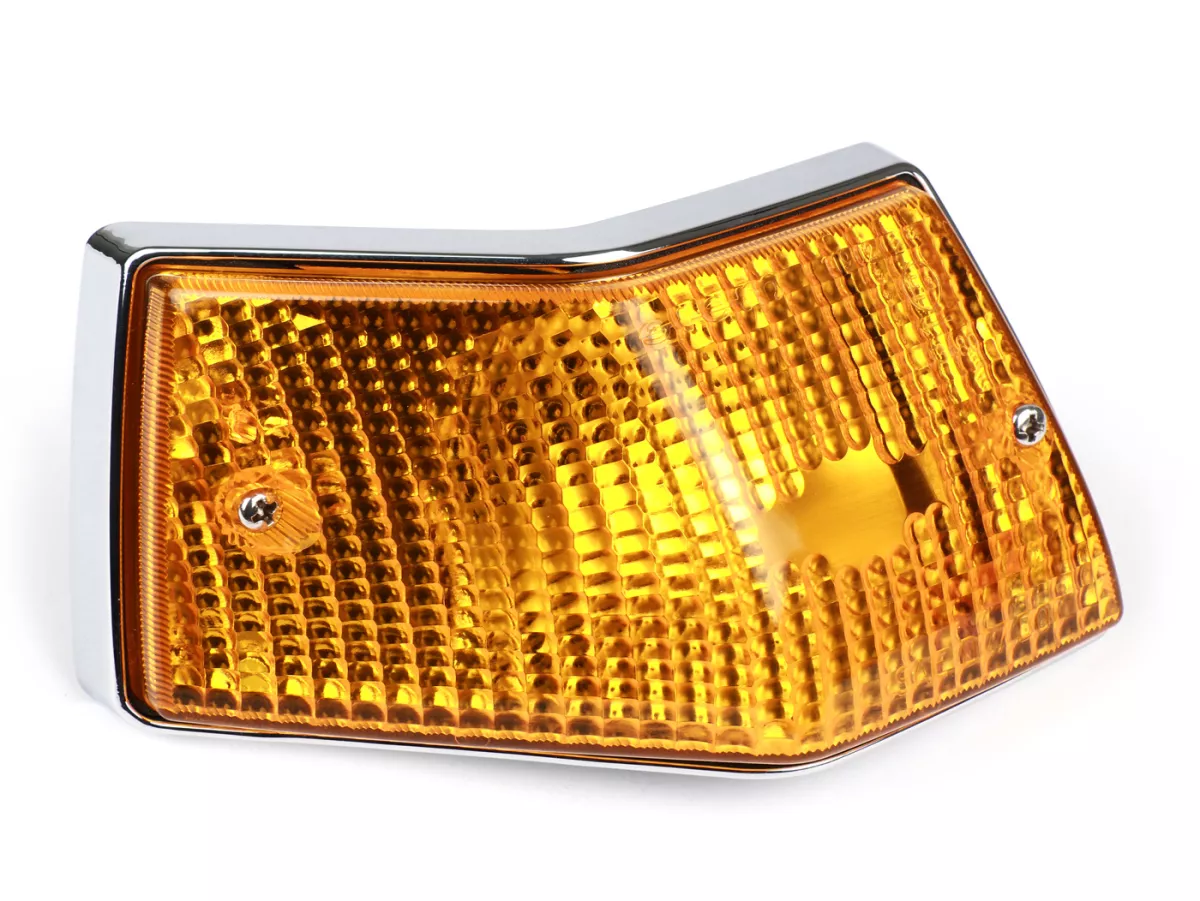 Clignotant -SIEM- Vespa PX80, PX125, PX150, PX200, T5 125cc - Corps chrome - Verres orange - arrière gauche