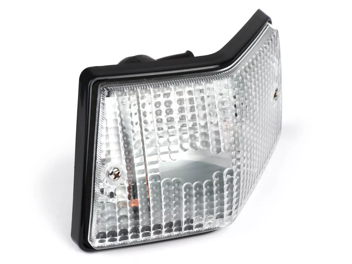 Indicator -SIEM- Vespa PX80, PX125, PX150, PX200, T5 125cc - Black body - White lenses - Right rear