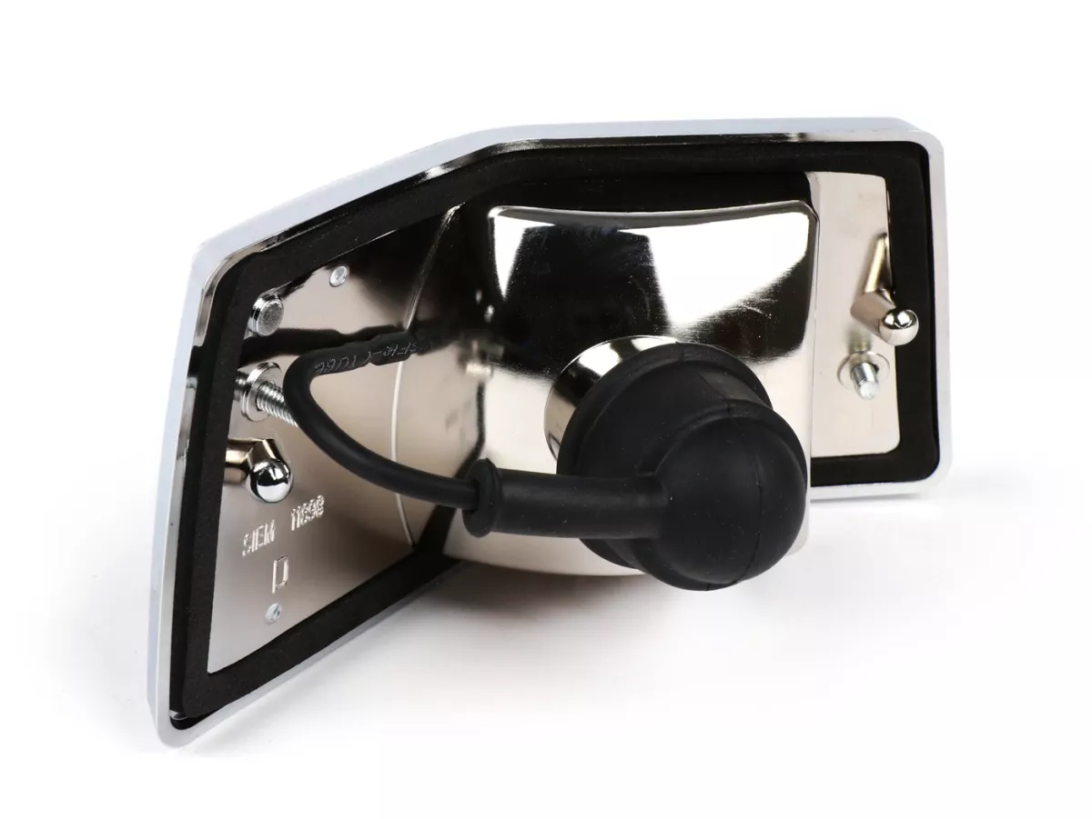 Indicador -SIEM- Vespa PX80, PX125, PX150, PX200, T5 125cc - carcasa cromada - lentes blancas - trasero derecho