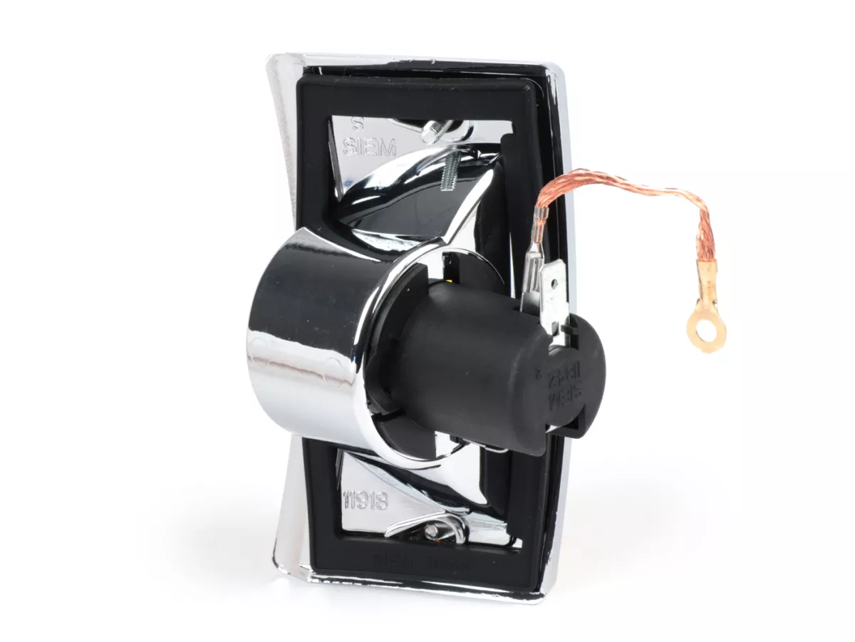 Indicator -SIEM- Vespa PX80, PX125, PX150, PX200, T5 125cc - chromen behuizing - oranje lenzen - linksvoor
