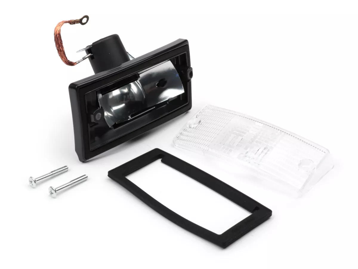 Indicator -SIEM- Vespa PX80, PX125, PX150, PX200, T5 125cc - black body - white lenses - front right