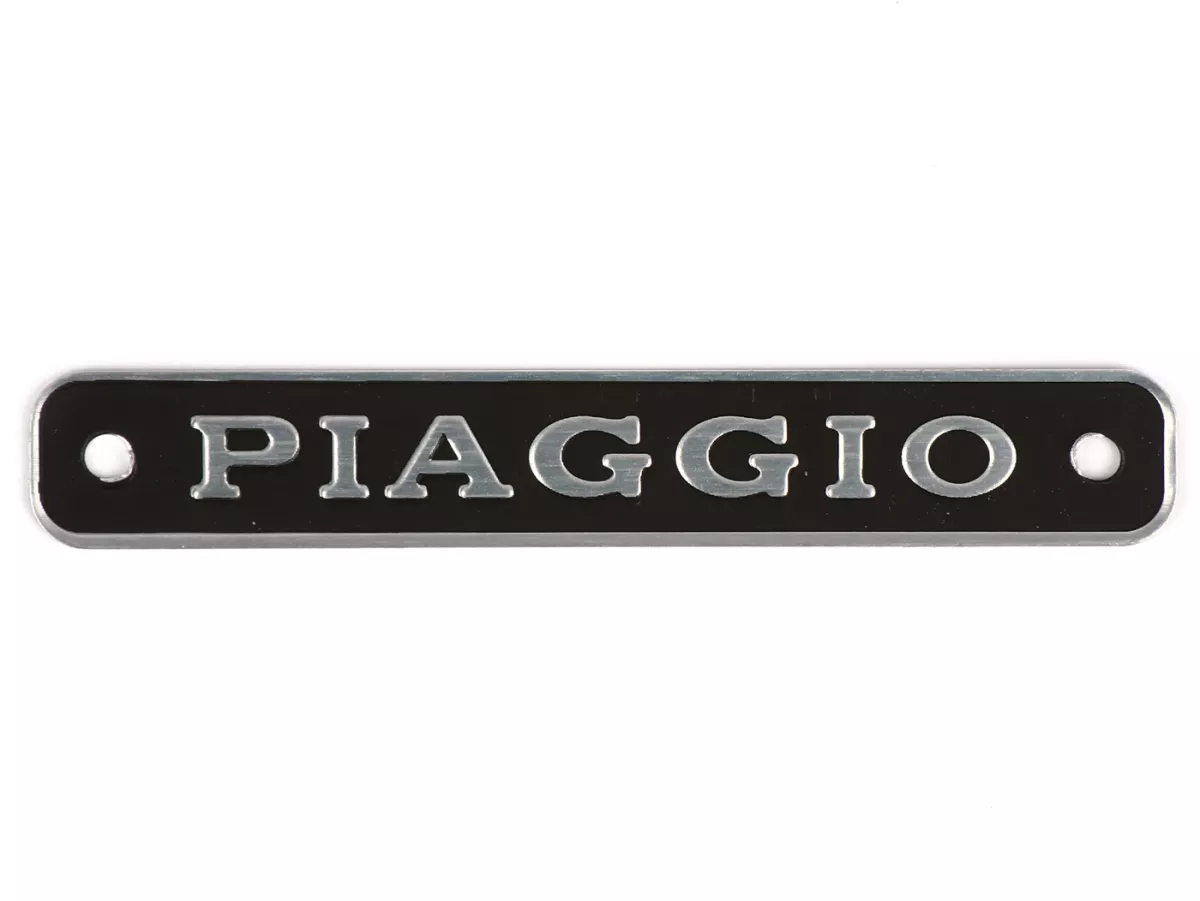 Badge seat/saddle -OEM QUALITY- Vespa Piaggio - l=90mm, aluminium