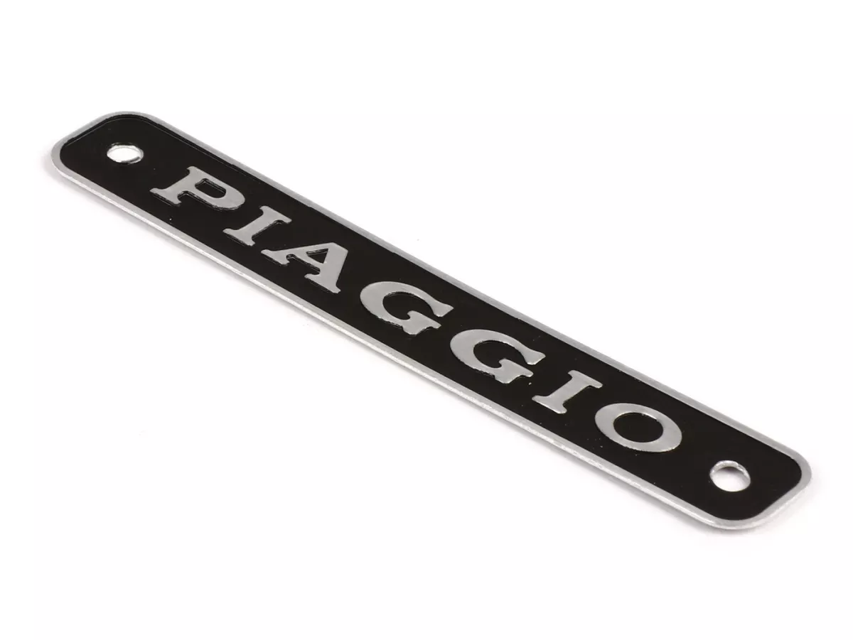 Badge seat/saddle -OEM QUALITY- Vespa Piaggio - l=90mm, aluminium